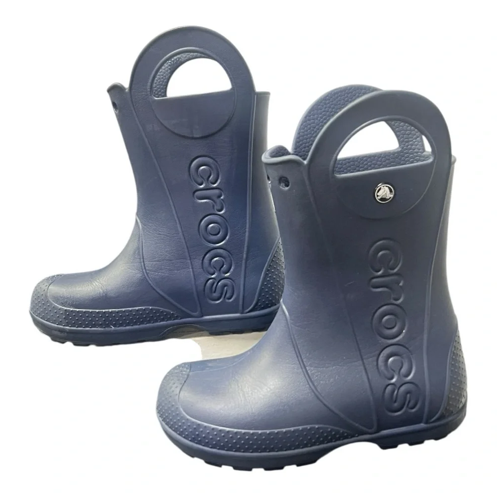 🟦 Crocs Kids‎ Handle-It Rain Boots – Navy – J2